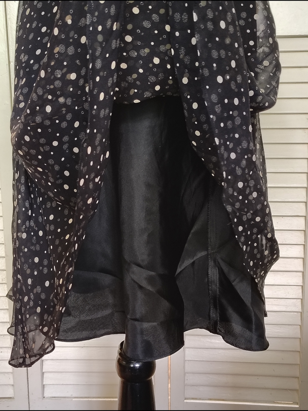 White House Black Market Black Polka Dot Silk Midi Dress Size 2 – Like New - Picture 15 of 16